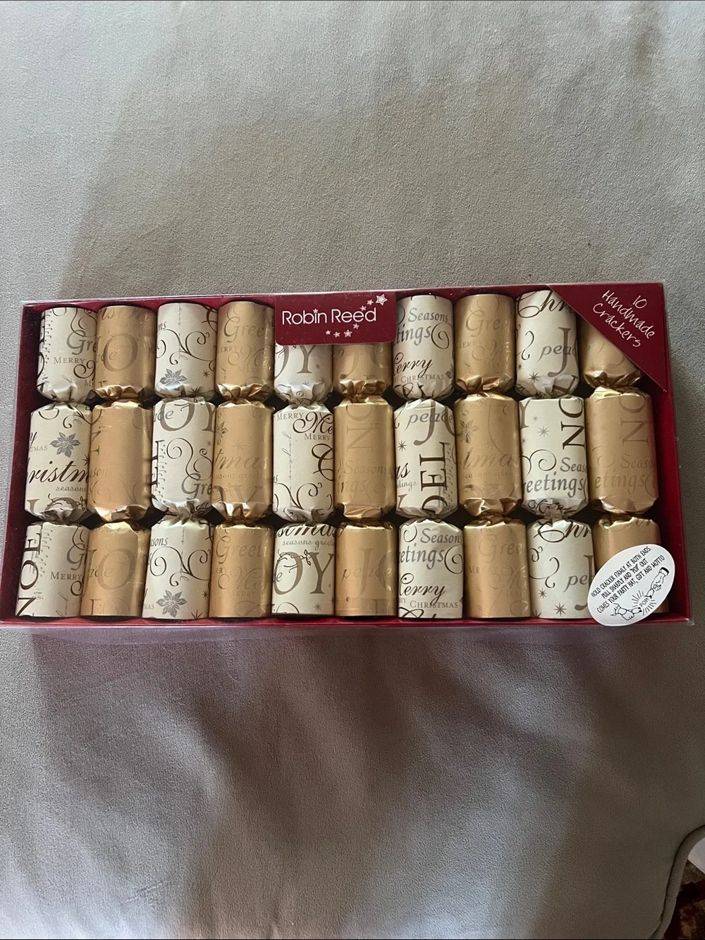 Gold & Cream Holiday Party Crackers - Set of 10